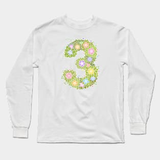 "3" Floral Letter Number Long Sleeve T-Shirt